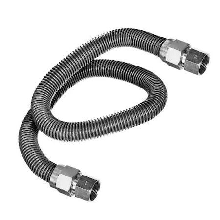 Flextron Gas Line Hose 1/2'' O.D. x 72'' Length with 1/2" FIP Fittings, Stainless Steel Flexible Connector FTGC-SS38-72B